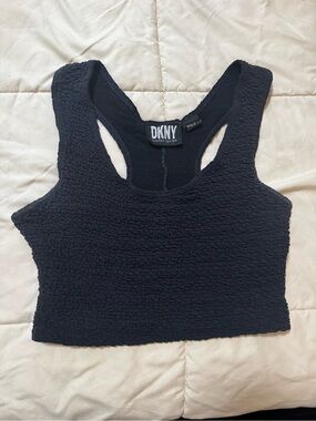 Vintage Y2K DKNY Black Textured Racerback Crop Tank